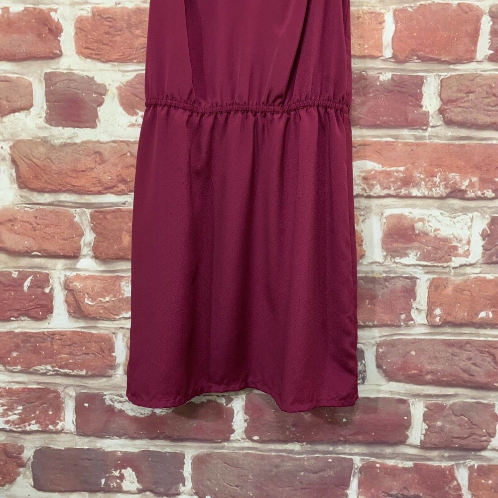 ANN TAYLOR LOFT WOMEN'S WINE PURPLE EMBROIDERED NECK SLEEVELESS DRESS - Picture 4 of 9